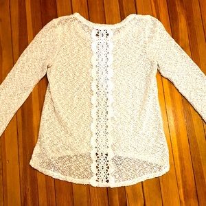 Aeropostale white knit sweater gold threading Sz M